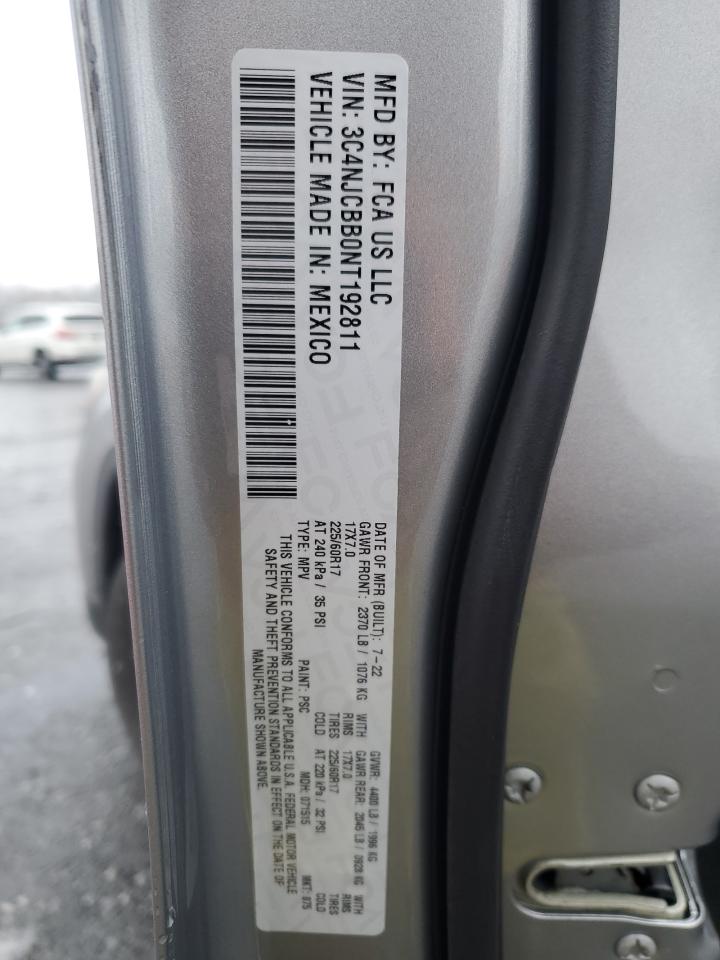 2022 JEEP COMPASS LATITUDE VIN:3C4NJCBB0NT192811
