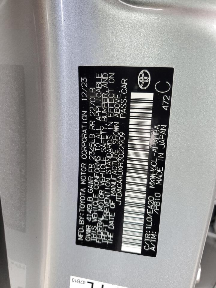 2024 TOYOTA PRIUS LE VIN:JTDACAAUXR3022909