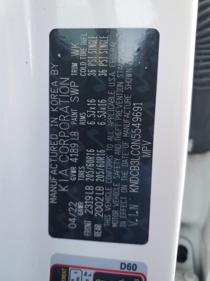 2022 KIA NIRO LX VIN:KNDCB3LC0N5549691