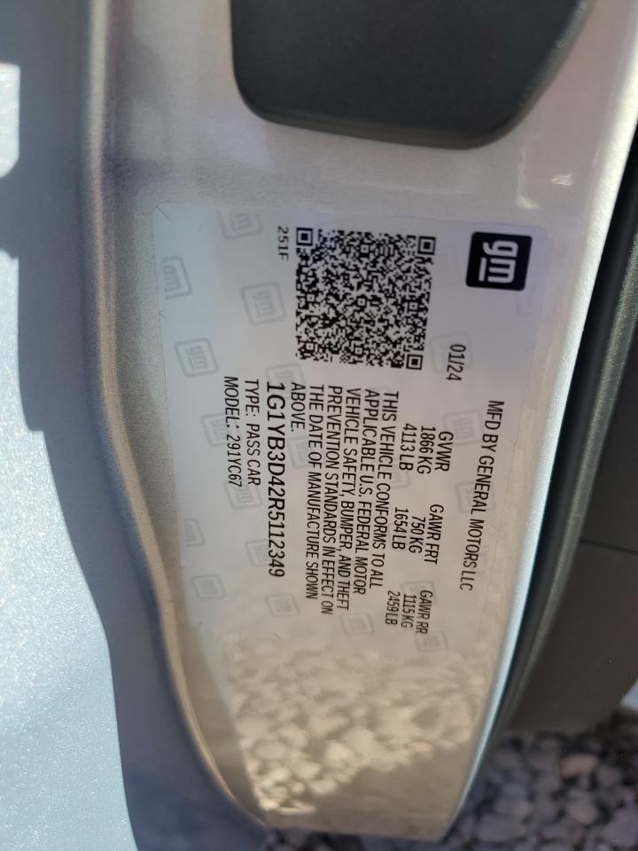 2024 CHEVROLET CORVETTE STINGRAY 2LT VIN:1G1YB3D42R5112349