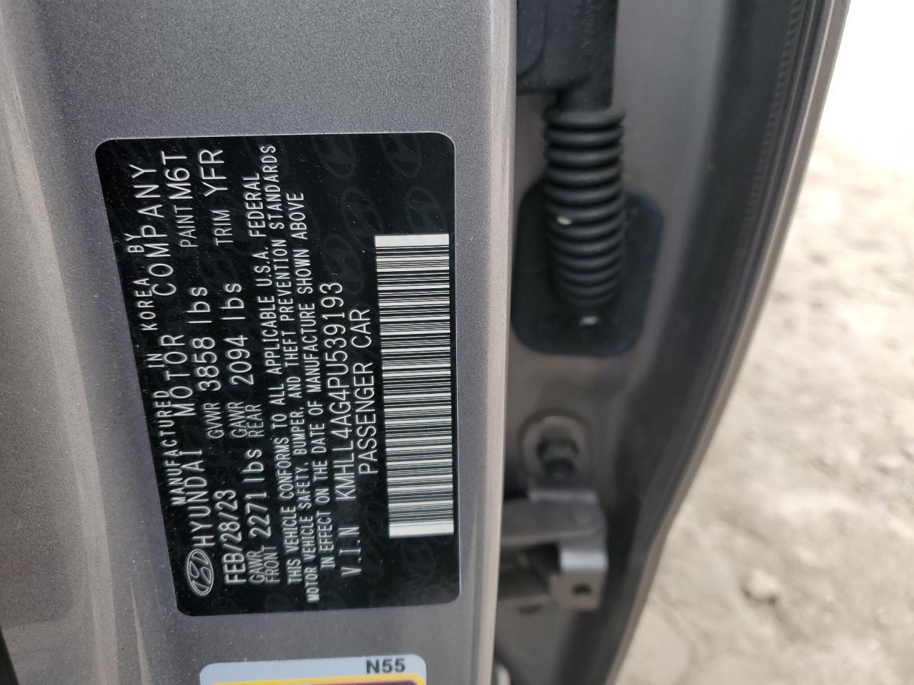 2023 HYUNDAI ELANTRA SE VIN:KMHLL4AG4PU539193