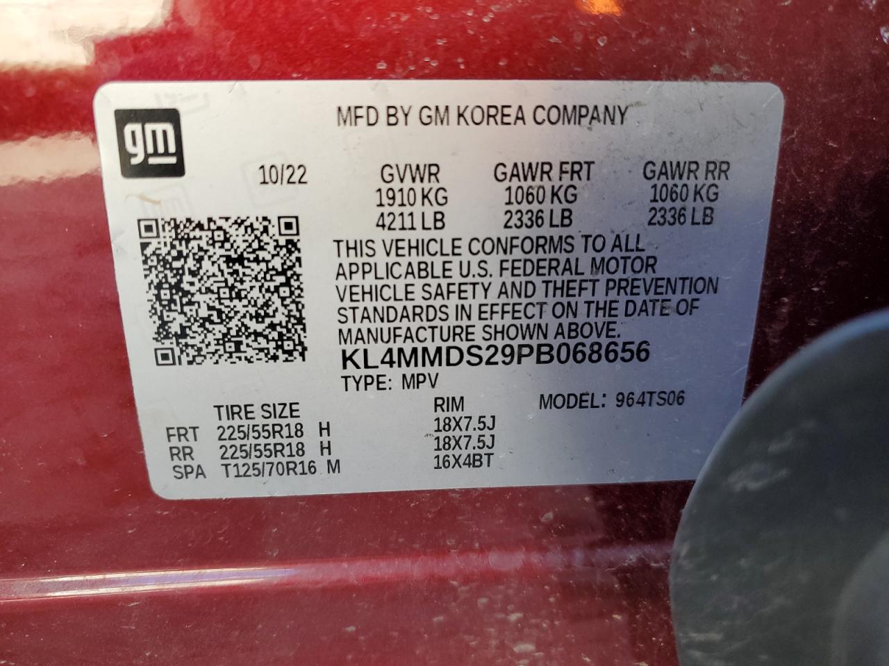 2023 BUICK ENCORE GX SELECT VIN:KL4MMDS29PB068656