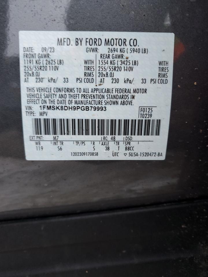2023 FORD EXPLORER XLT VIN:1FMSK8DH9PGB79993