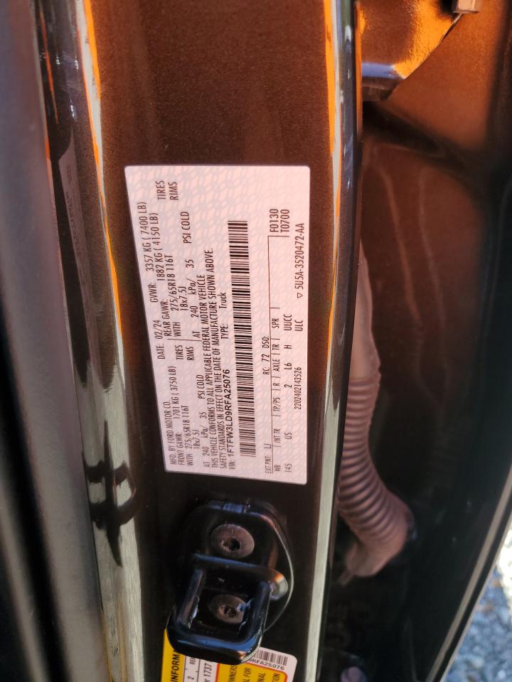 2024 FORD F150 XLT VIN:1FTFW3LD9RFA25076