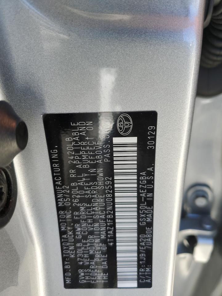 2022 TOYOTA AVALON XLE VIN:4T1AZ1FB2NU082592