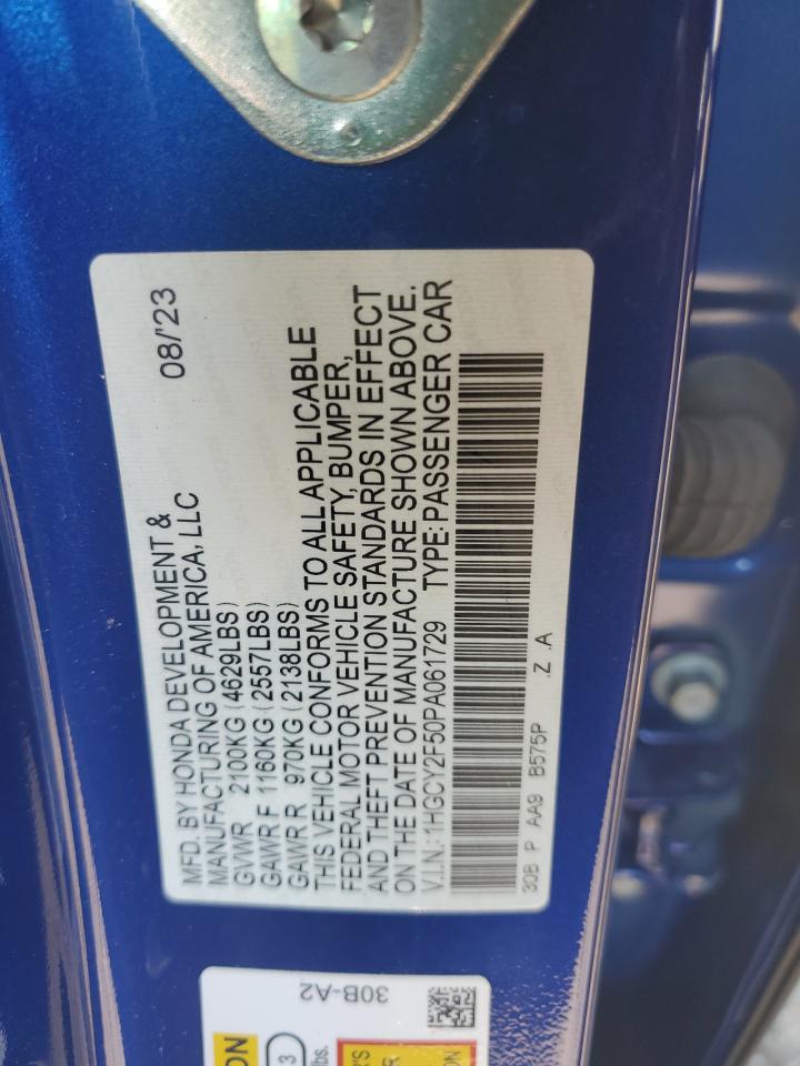 2023 HONDA ACCORD HYBRID SPORT VIN:1HGCY2F50PA061729
