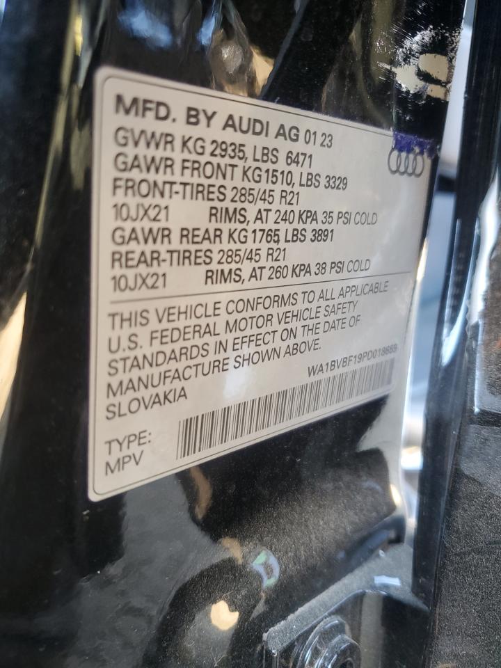 2023 AUDI Q8 PREMIUM PLUS VIN:WA1BVBF19PD018659