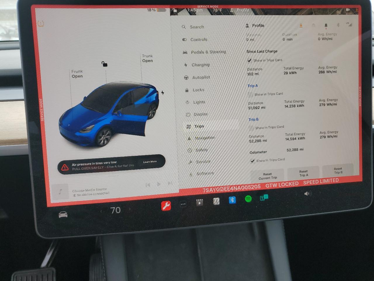 2022 TESLA MODEL Y  VIN:7SAYGDEE4NA005205