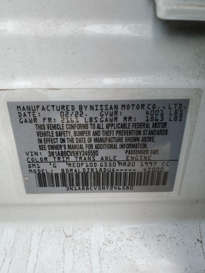 2022 NISSAN SENTRA SV VIN:3N1AB8CV5NY246580