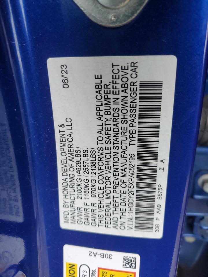 2023 HONDA ACCORD HYBRID SPORT VIN:1HGCY2F5XPA052195