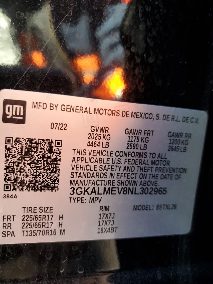 2022 GMC TERRAIN SLE VIN:3GKALMEV8NL302965