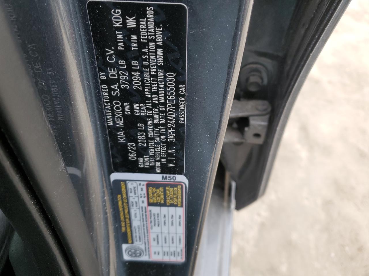 2023 KIA FORTE LX VIN:5N1AN08W47C547906