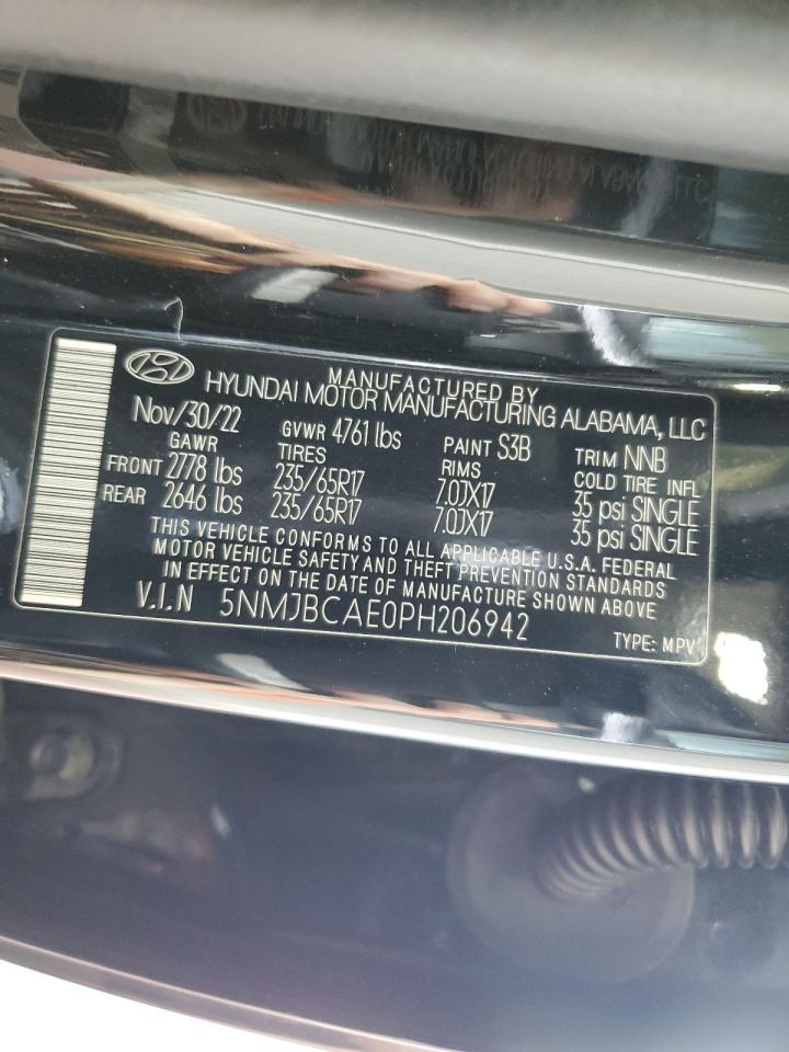 2023 HYUNDAI TUCSON SEL VIN:5NMJBCAE0PH206942