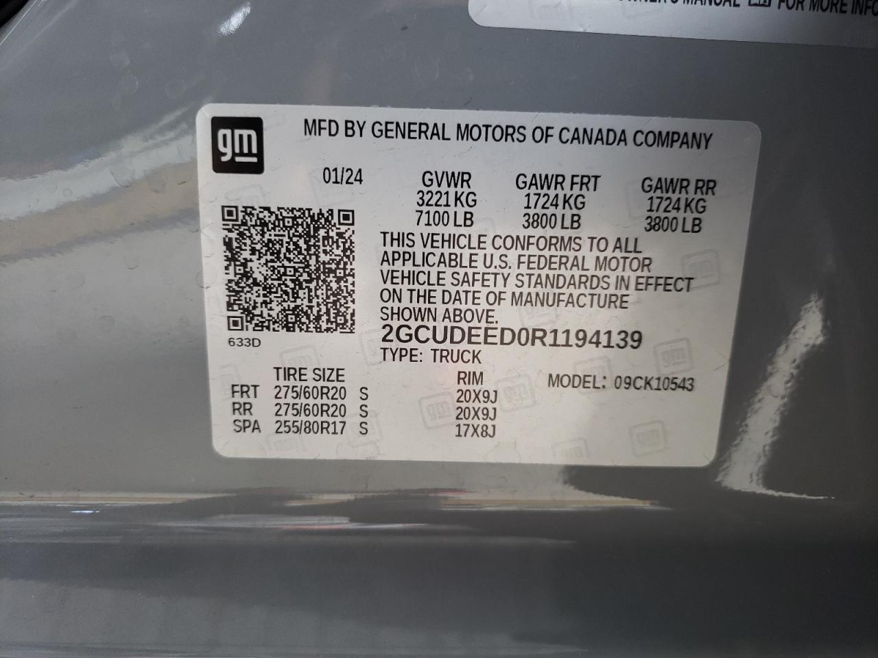 2024 CHEVROLET SILVERADO K1500 RST VIN:2GCUDEED0R1194139