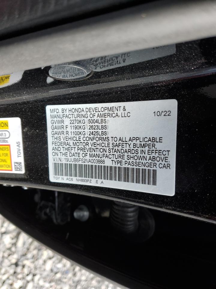 2022 ACURA TLX TECH A VIN:19UUB6F52NA003888