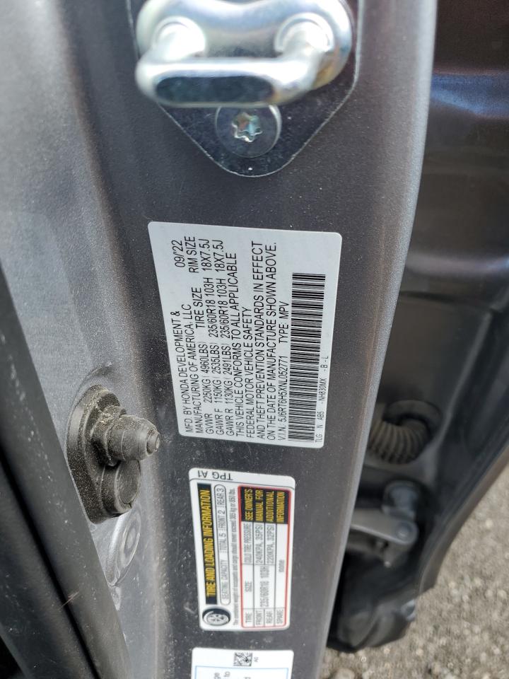 2022 HONDA CR-V EX VIN:5J6RT6H5XNL052771