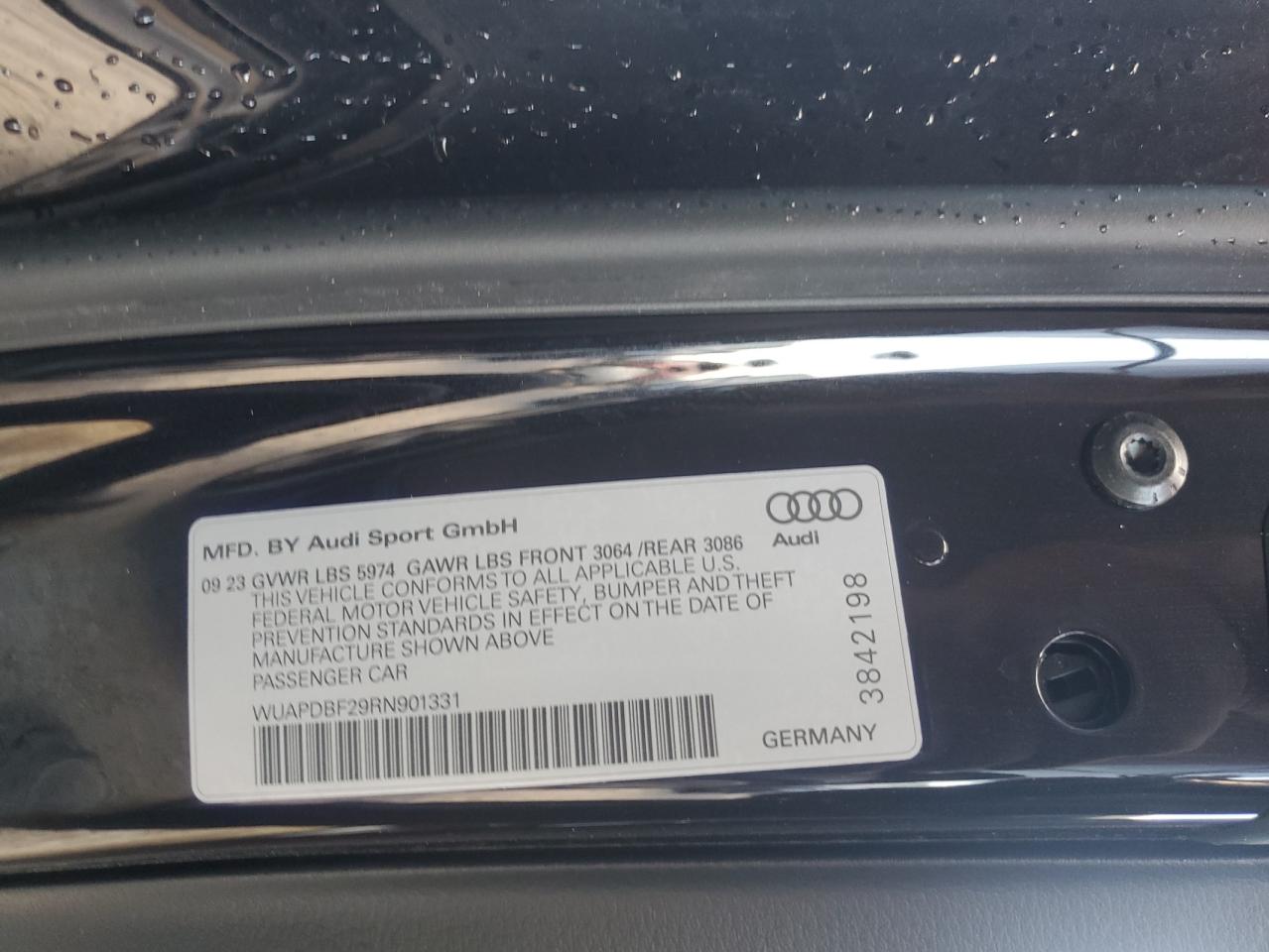 2024 AUDI RS7  VIN:WUAPDBF29RN901331