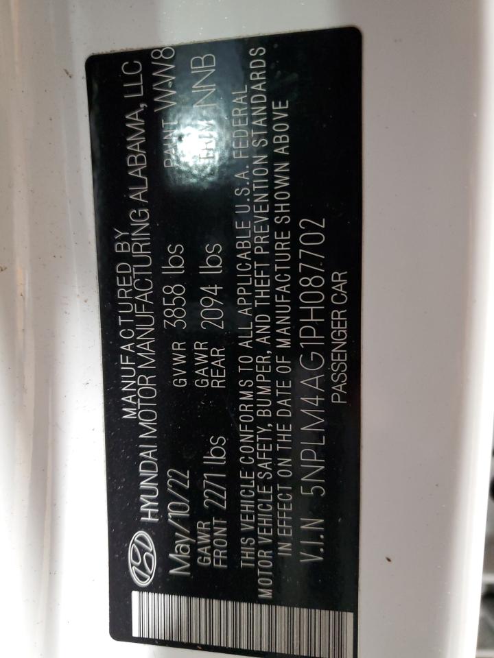 2023 HYUNDAI ELANTRA SEL VIN:5NPLM4AG1PH087702