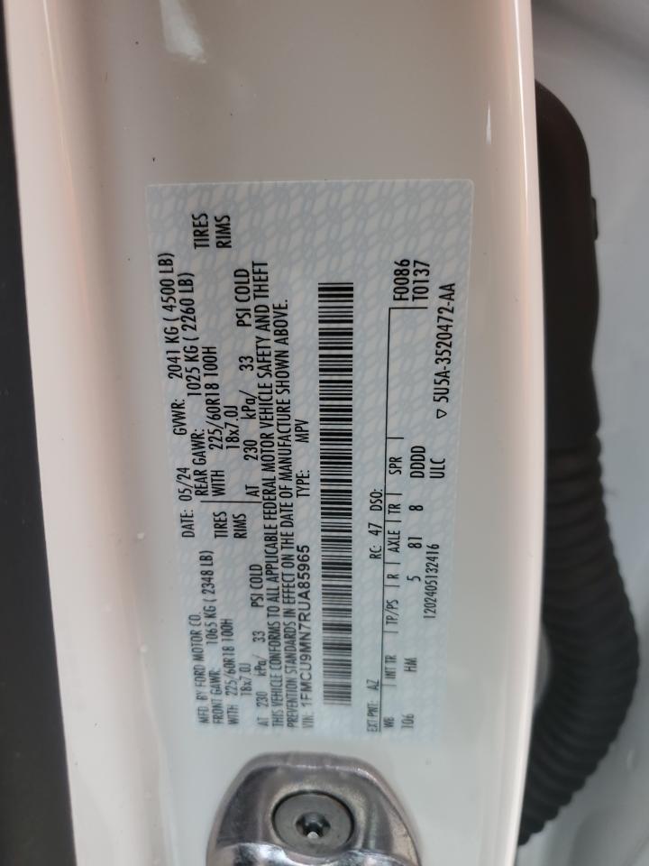 2024 FORD ESCAPE ST LINE VIN:1FMCU9MN7RUA85965