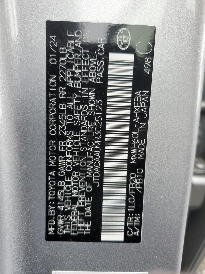 2024 TOYOTA PRIUS LE VIN:JTDACAAU9R3025123