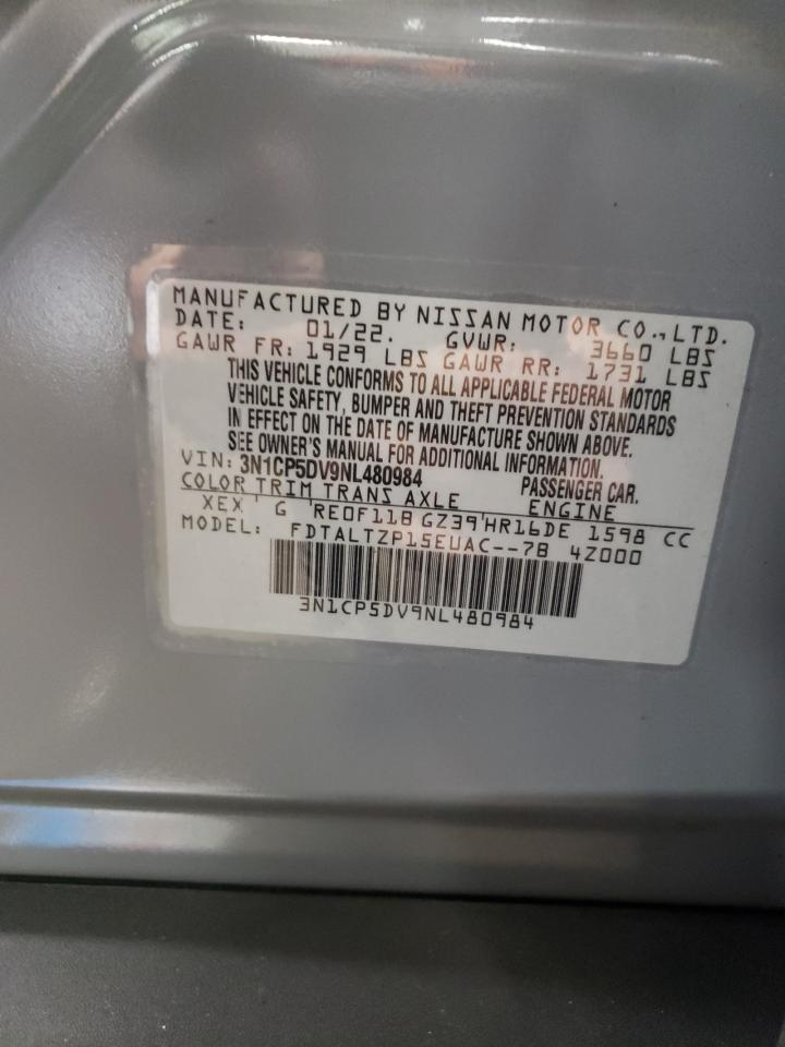 2022 NISSAN KICKS SR VIN:3N1CP5DV9NL480984