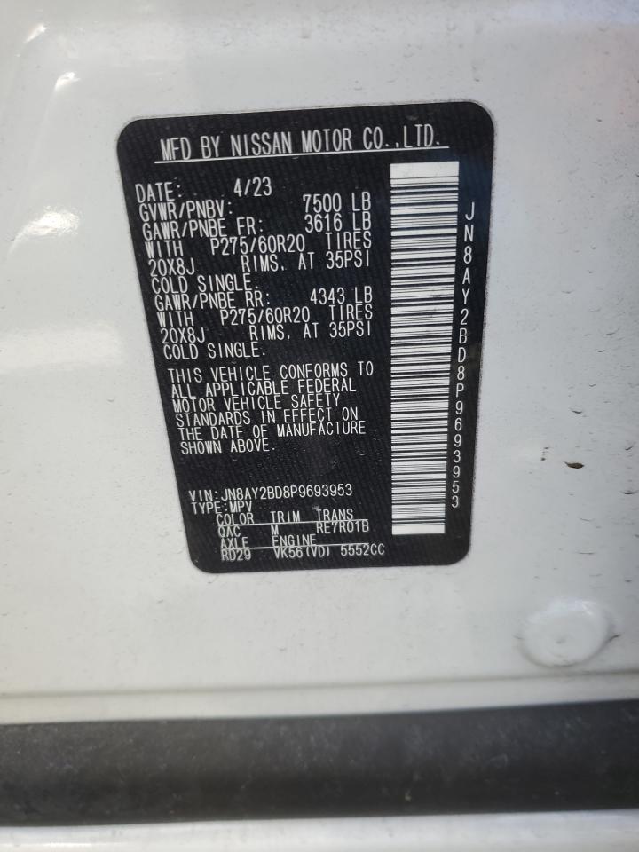 2023 NISSAN ARMADA SL VIN:JN8AY2BD8P9693953
