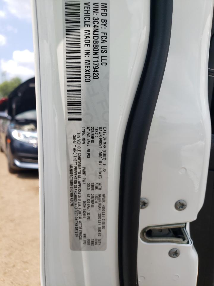 2022 JEEP COMPASS LATITUDE VIN:3C4NJDBB0NT179420