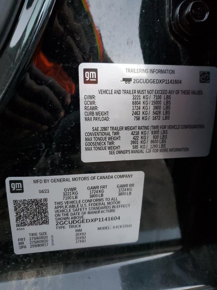 2023 CHEVROLET SILVERADO K1500 LTZ VIN:2GCUDGEDXP1141604