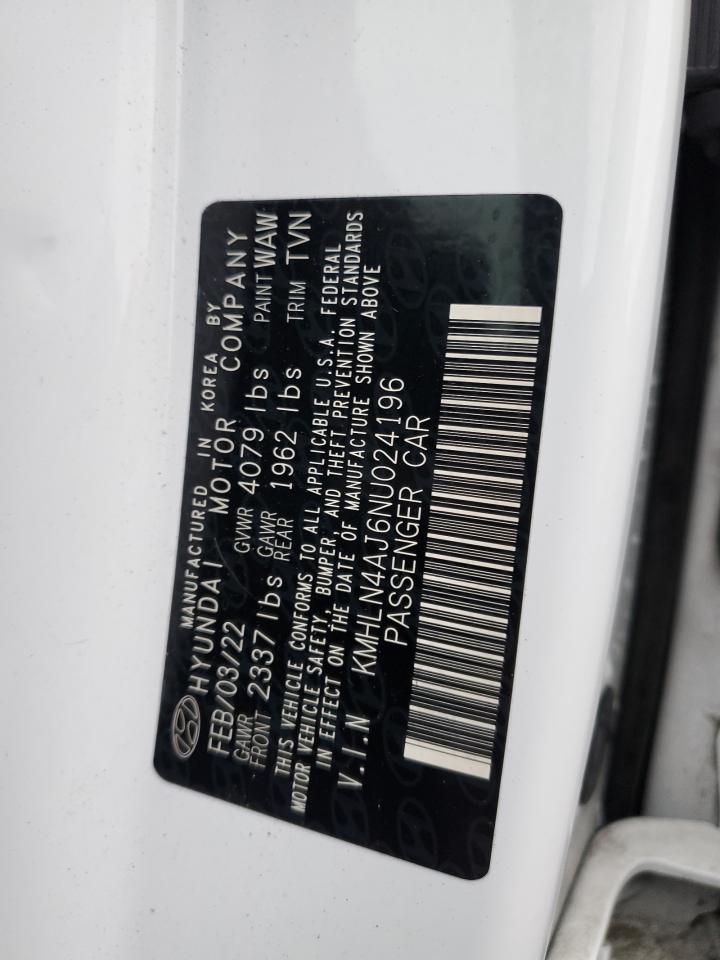2022 HYUNDAI ELANTRA LIMITED VIN:KMHLN4AJ6NU024196