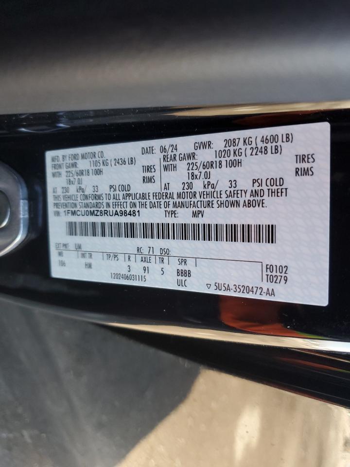2024 FORD ESCAPE ST LINE VIN:1FMCU0MZ8RUA98481