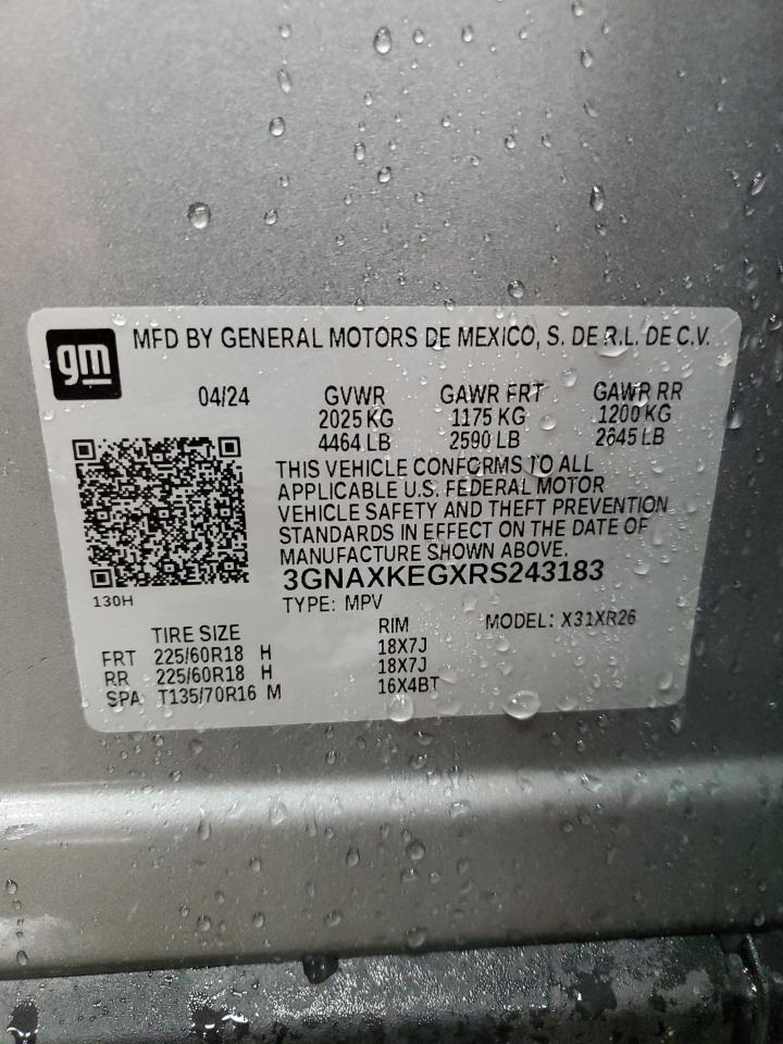 2024 CHEVROLET EQUINOX LT VIN:3GNAXKEGXRS243183