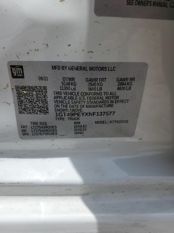 2022 GMC SIERRA K2500 AT4 VIN:1GT49PEYXNF137577