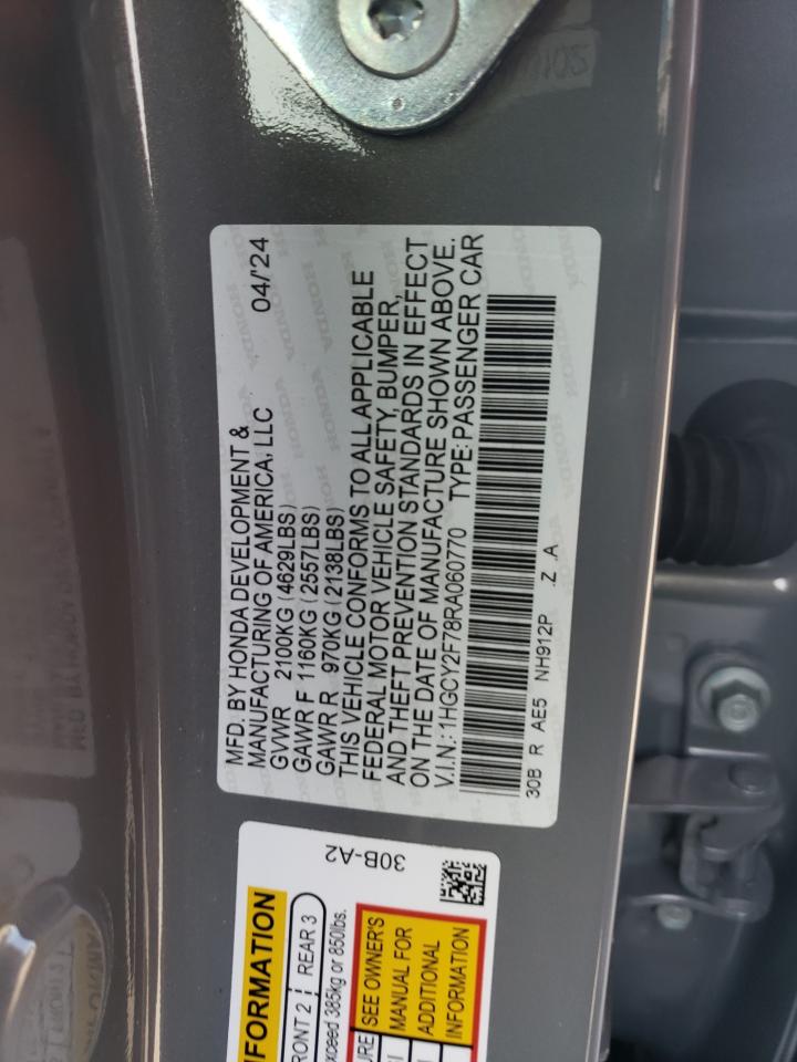 2024 HONDA ACCORD HYBRID SPORT-L VIN:1HGCY2F78RA060770