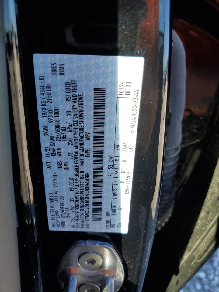 2022 FORD ESCAPE SEL VIN:1FMCU0H60NUB94499