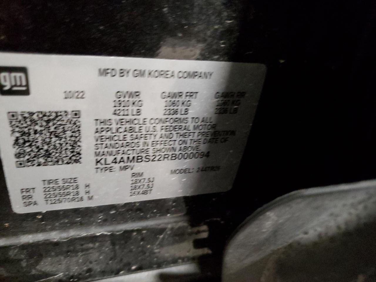 2024 BUICK ENCORE GX PREFERRED VIN:KL4AMBS22RB000094