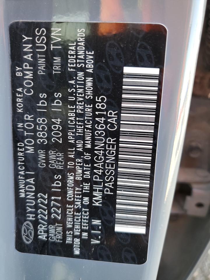 2022 HYUNDAI ELANTRA LIMITED VIN:KMHLP4AG4NU364185