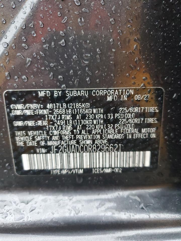 2024 SUBARU CROSSTREK PREMIUM VIN:JF2GUADC0R8296621