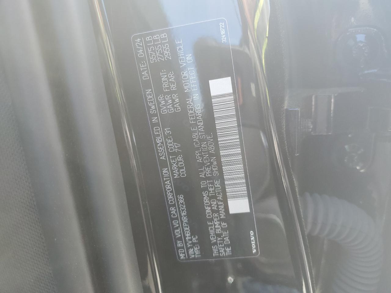 2024 VOLVO V60 POLESTAR ENGINEERED VIN:YV1H60EPXR1632366