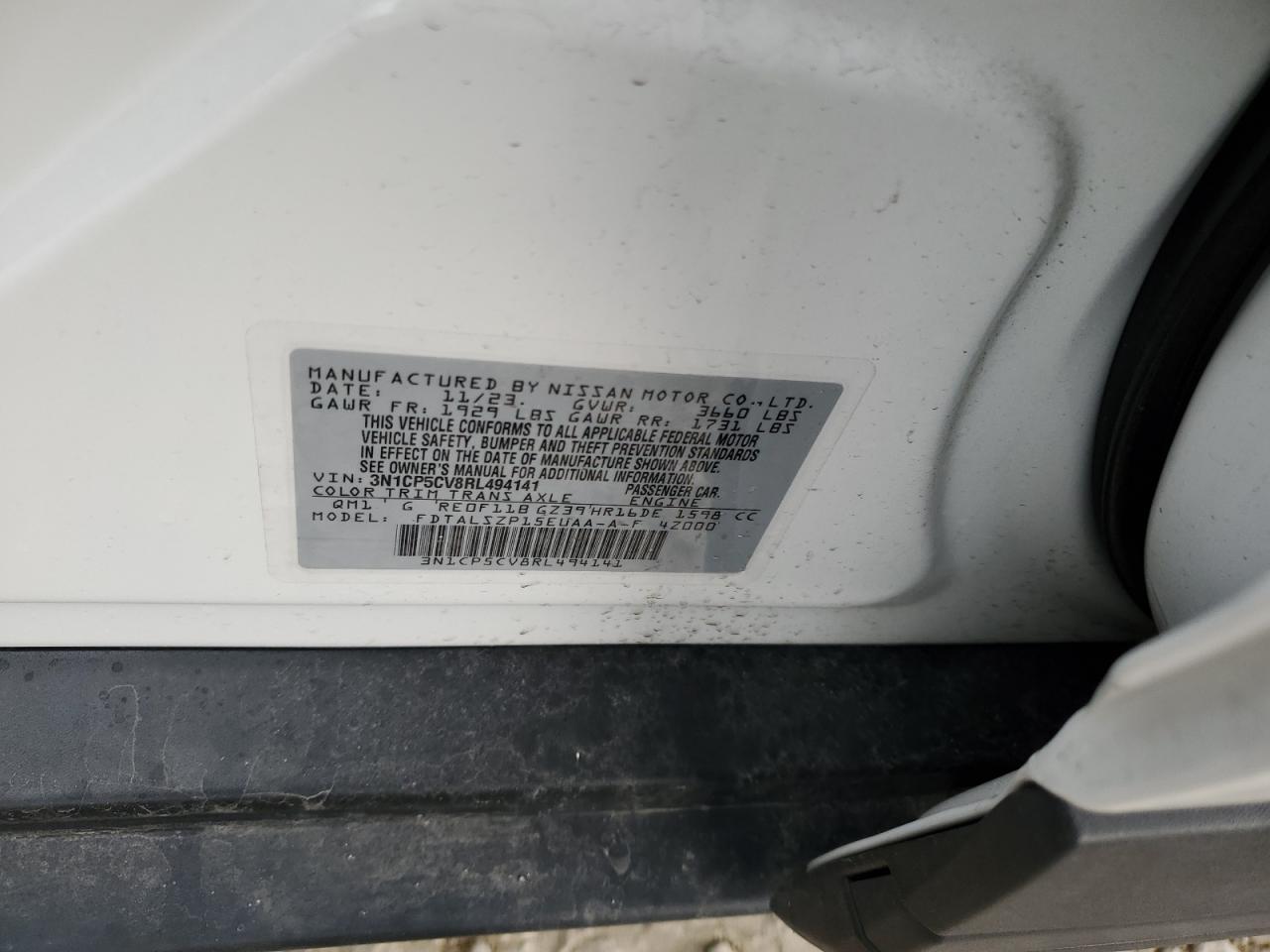 2024 NISSAN KICKS SV VIN:3N1CP5CV8RL494141