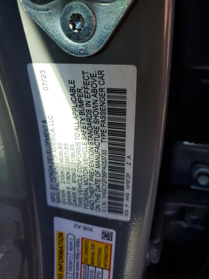 2023 HONDA ACCORD HYBRID SPORT VIN:1HGCY2F56PA053733