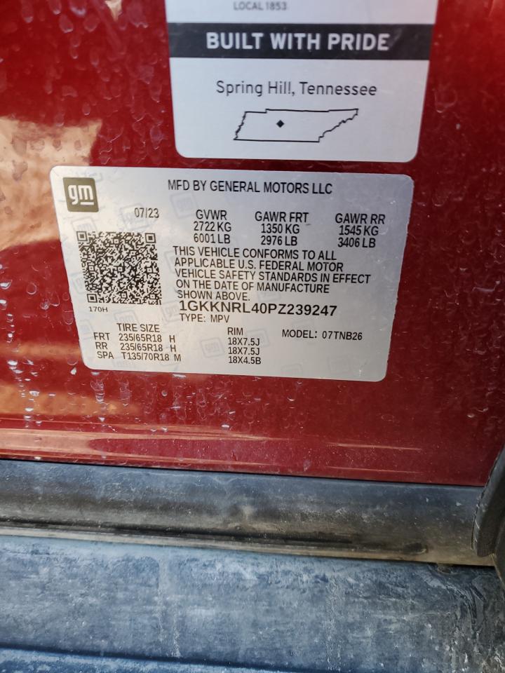 2023 GMC ACADIA SLE VIN:1GKKNRL40PZ239247