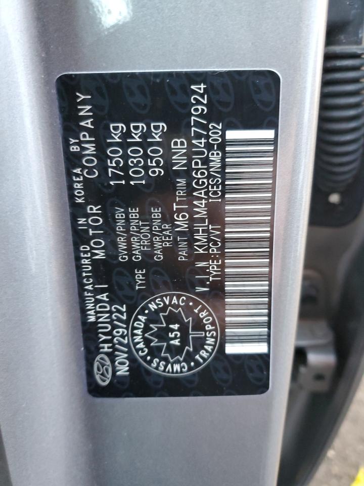 2023 HYUNDAI ELANTRA SEL VIN:KMHLM4AG6PU477924