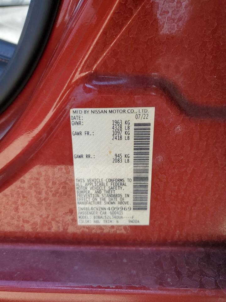 2022 NISSAN ALTIMA SR VIN:1N4BL4CV2NN409969
