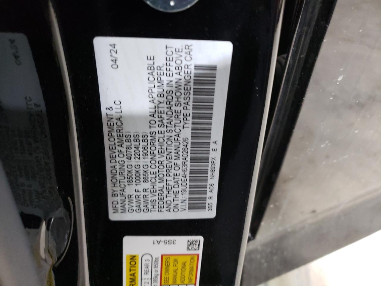 2024 ACURA INTEGRA A-SPEC TECH VIN:19UDE4H63RA026426