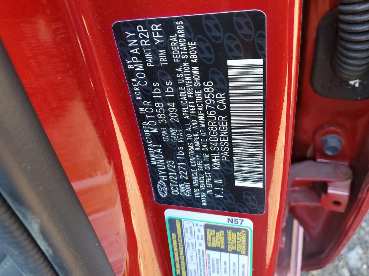 2024 HYUNDAI ELANTRA SEL VIN:KMHLS4DG8RU679586