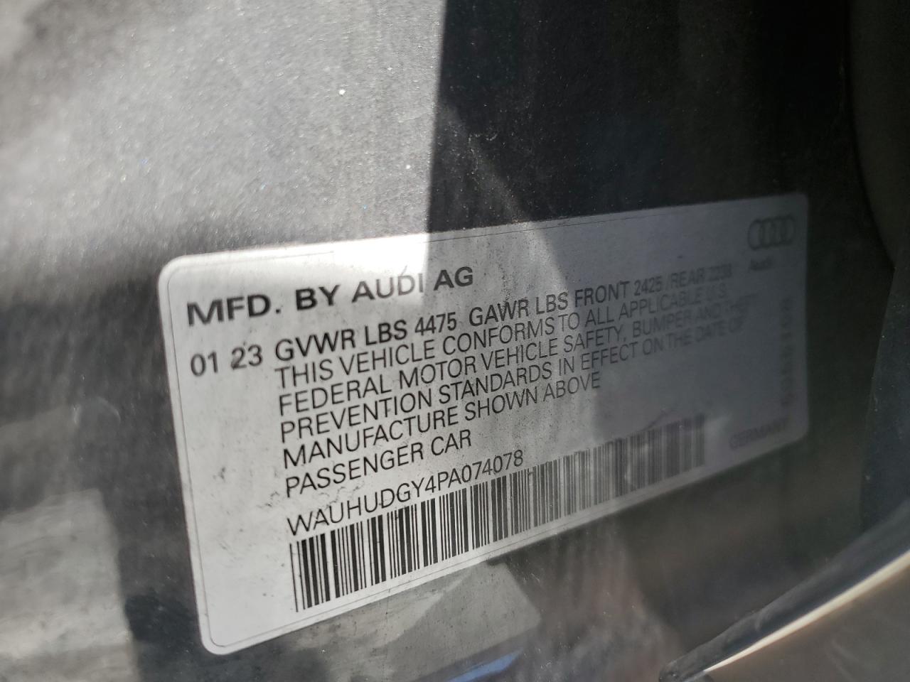 2023 AUDI A3 PREMIUM PLUS VIN:WAUHUDGY4PA074078