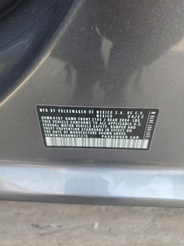 2022 VOLKSWAGEN JETTA SE VIN:3VWEM7BU8NM021215