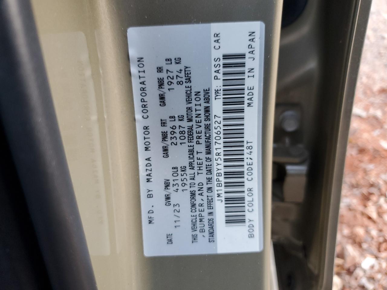 2024 MAZDA 3 CARBON TURBO VIN:JM1BPBYY5R1706527