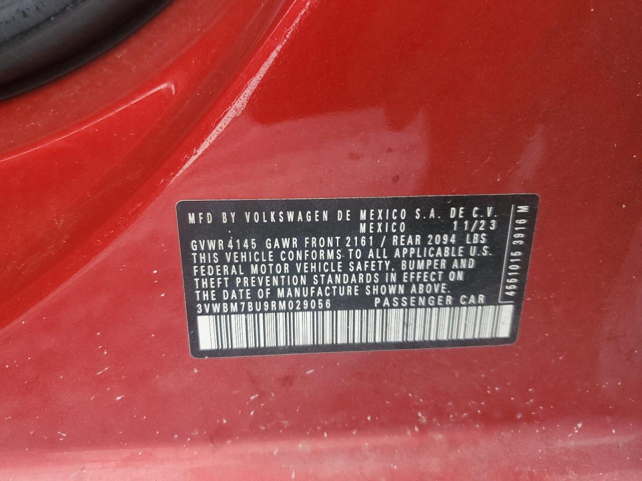 2024 VOLKSWAGEN JETTA SPORT VIN:3VWBM7BU9RM029056