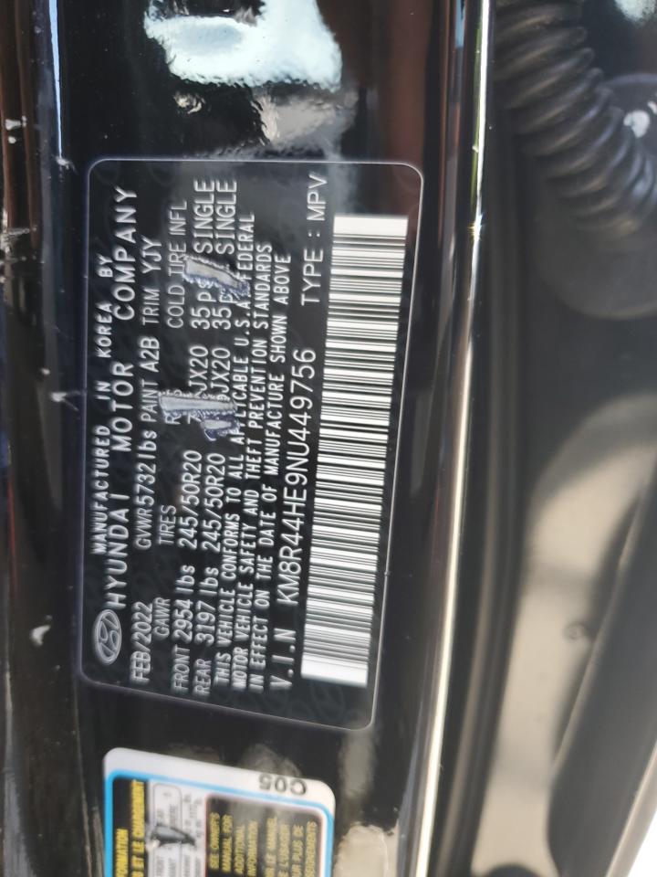 2022 HYUNDAI PALISADE SEL VIN:KM8R44HE9NU449756